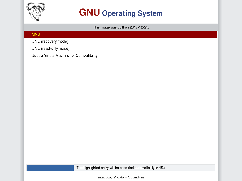 GNU GRUB Menu